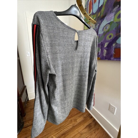 Thyme & Honey Women’s L Houndstooth Pattern With Black & Red Stripes Down Sleeve - Picture 7 of 11
